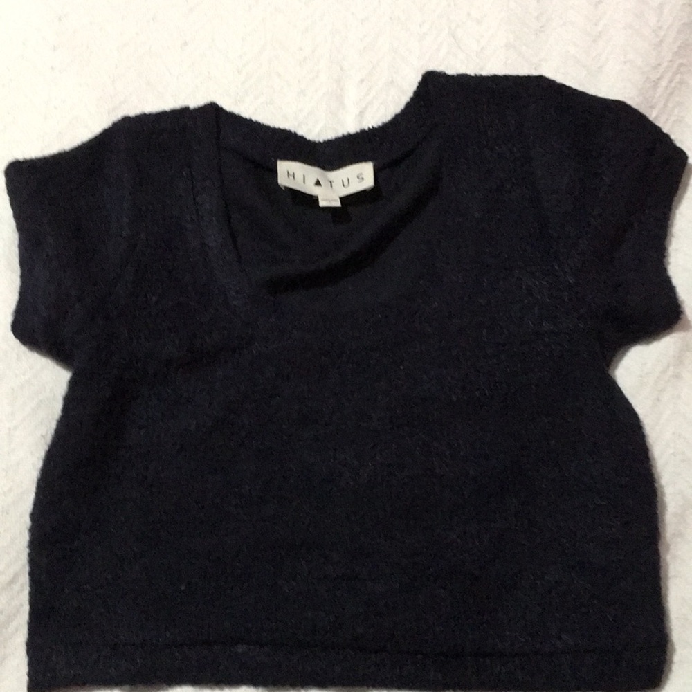 Navy blue fluffy top